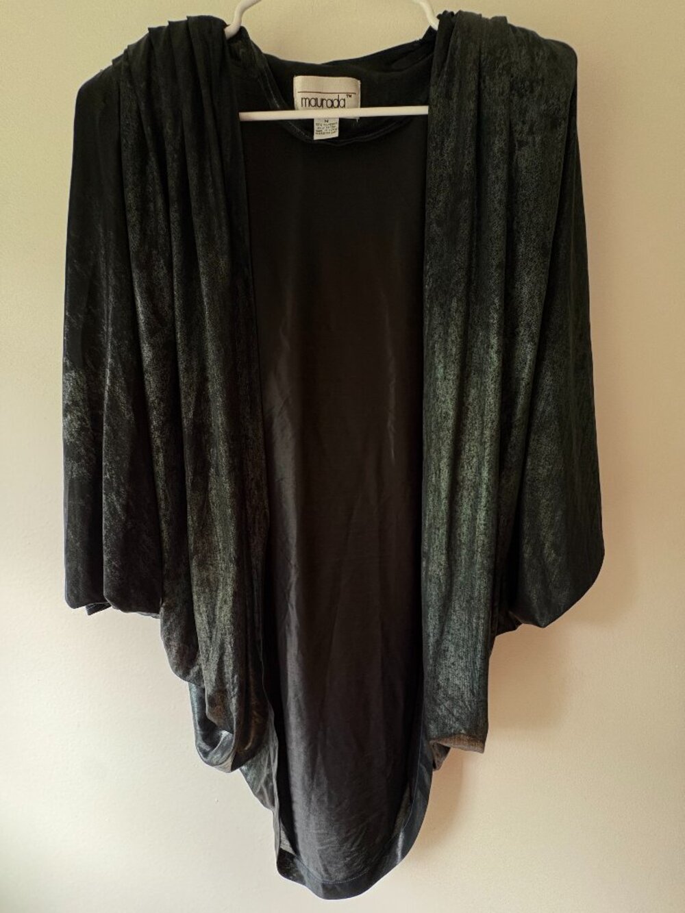 Vintage Maurada Metallic Black Silver Shimmer Duster Cardigan Kimono M